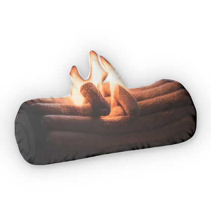 Flaming Firelog Fire, Camping Gift, Plush Shaped Pillow