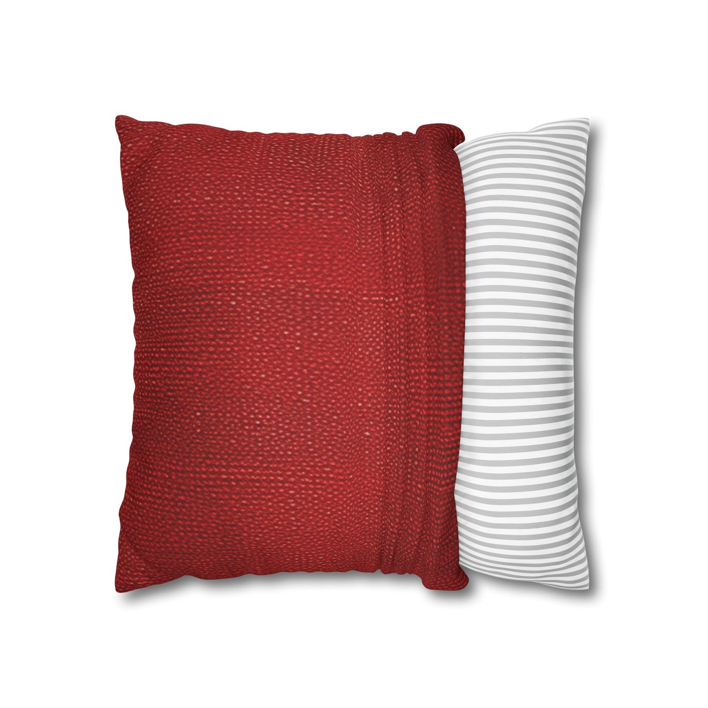 Juicy Red Berry Blast: Denim Fabric Inspired Design - Spun Polyester Square Pillow Case