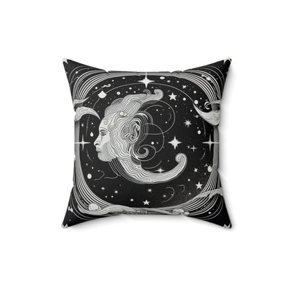 Aquarius Zodiac, Air Element, Spun Polyester Square Pillow