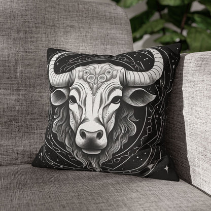 Taurus Sign Spun Polyester Square Pillow Case, Indoor, Double Sided