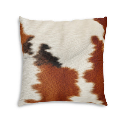 Hair Cowhide Leather Natural Design Tough Durable Rugged Style - Tufted Floor Pillow, Square