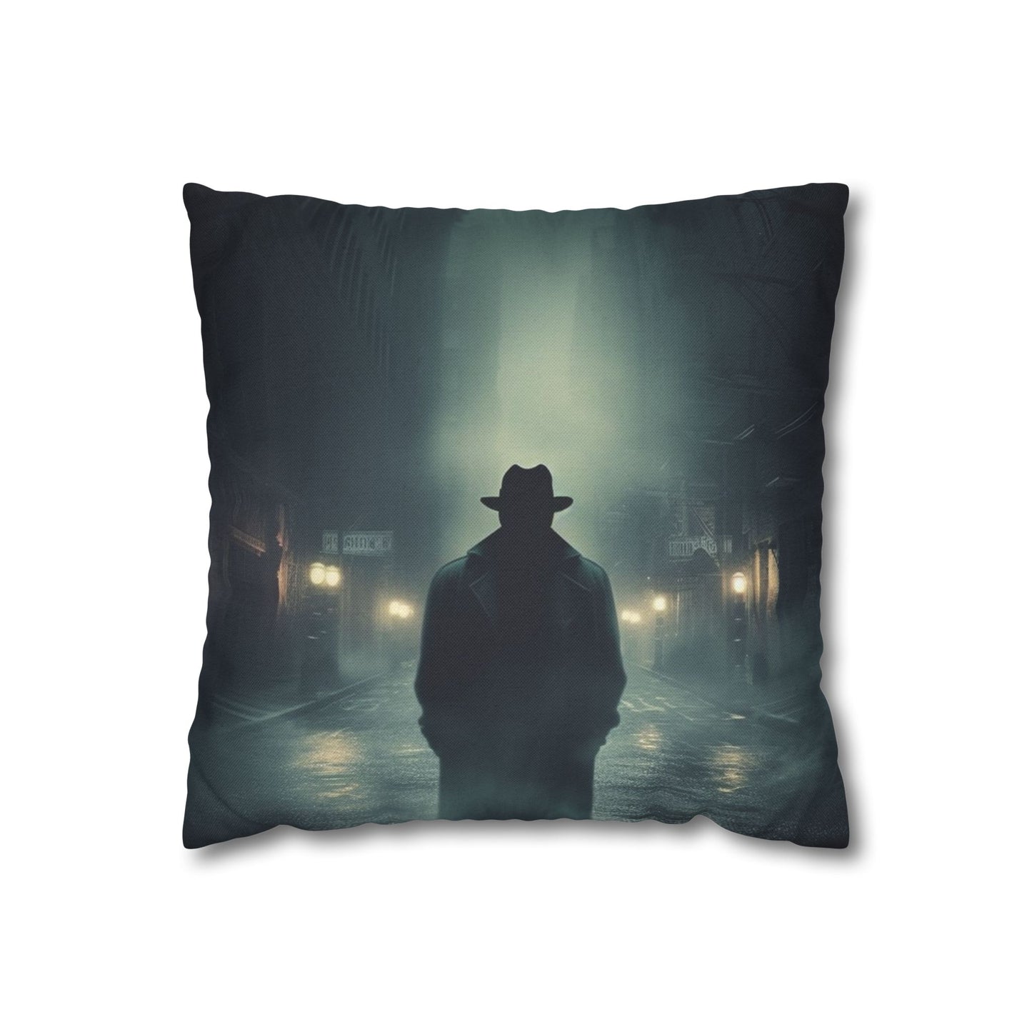 Mystery Detective Alley - Noir Book Cover Artwork Spun Polyester Square Pillow Case