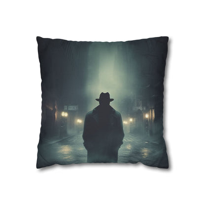 Mystery Detective Alley - Noir Book Cover Artwork Spun Polyester Square Pillow Case