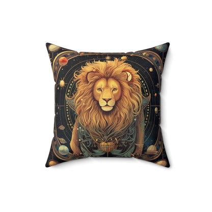 Astrological Leo Sign - Vibrant Cosmic Zodiac Astrology - Spun Polyester Square Pillow