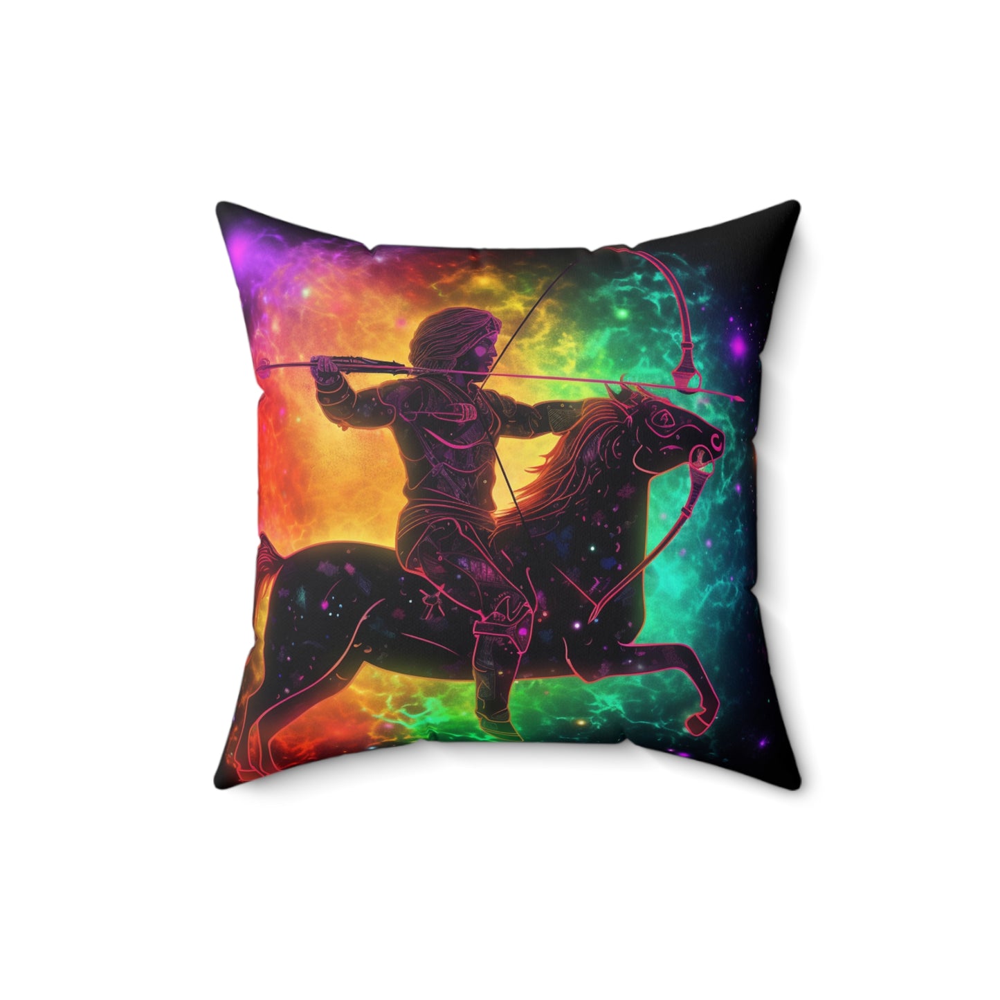 Colorful Sagittarius Zodiac Sign - Star Universe Theme - Spun Polyester Square Pillow