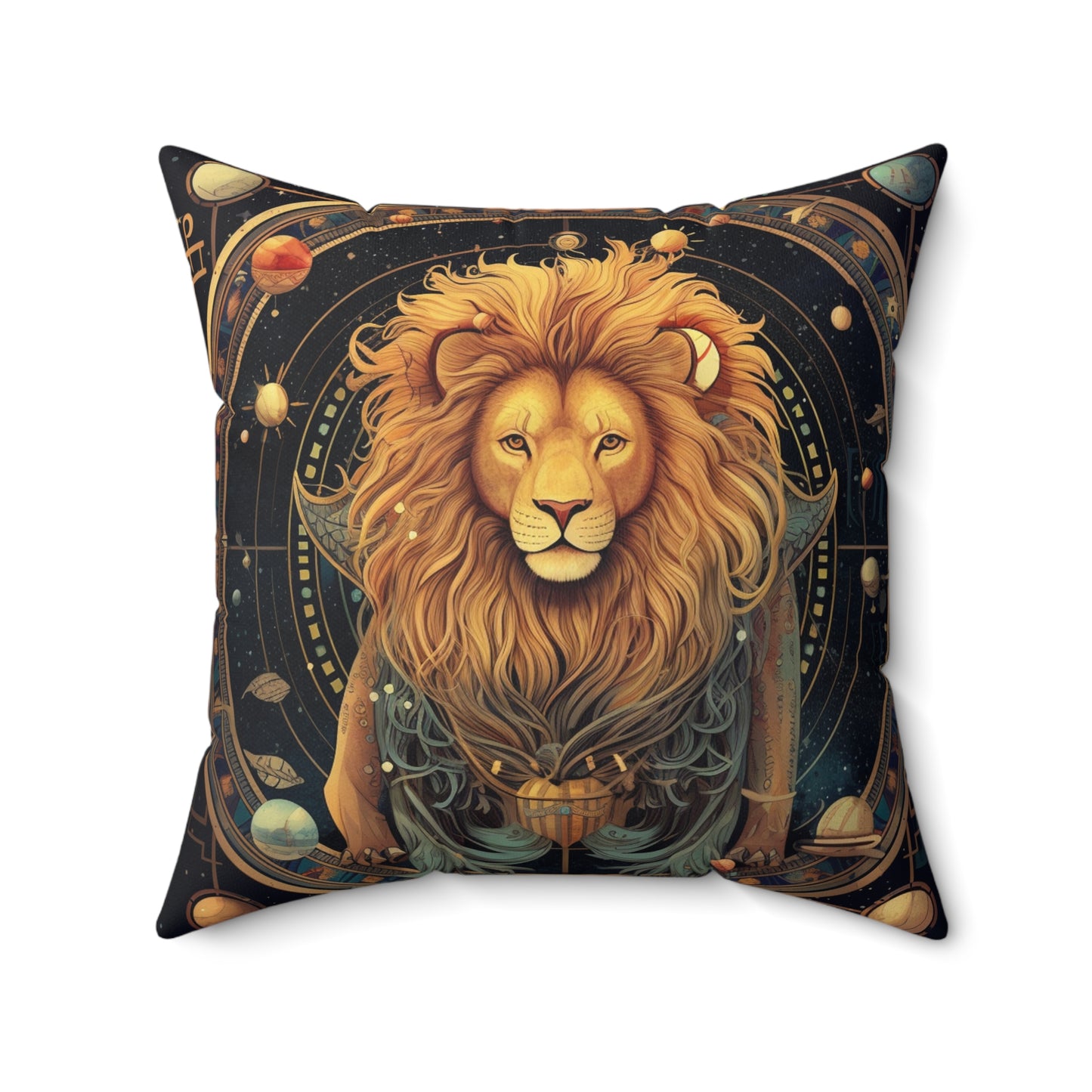 Astrological Leo Sign - Vibrant Cosmic Zodiac Astrology - Spun Polyester Square Pillow