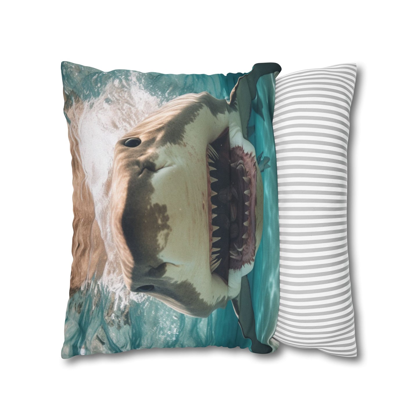 Bull Shark: River Monster Menace - Realistic Dark Water Predator - Spun Polyester Square Pillow Case