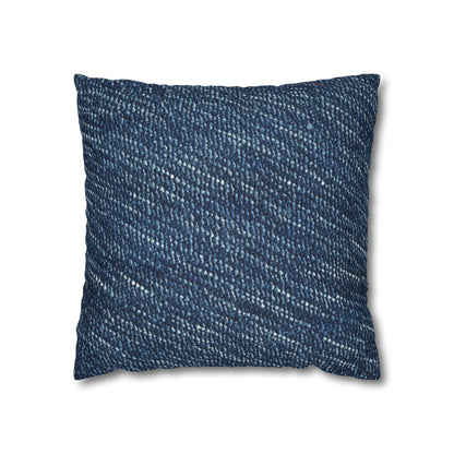 Denim-Inspired Design - Distinct Textured Fabric Pattern - Spun Polyester Square Pillow Case