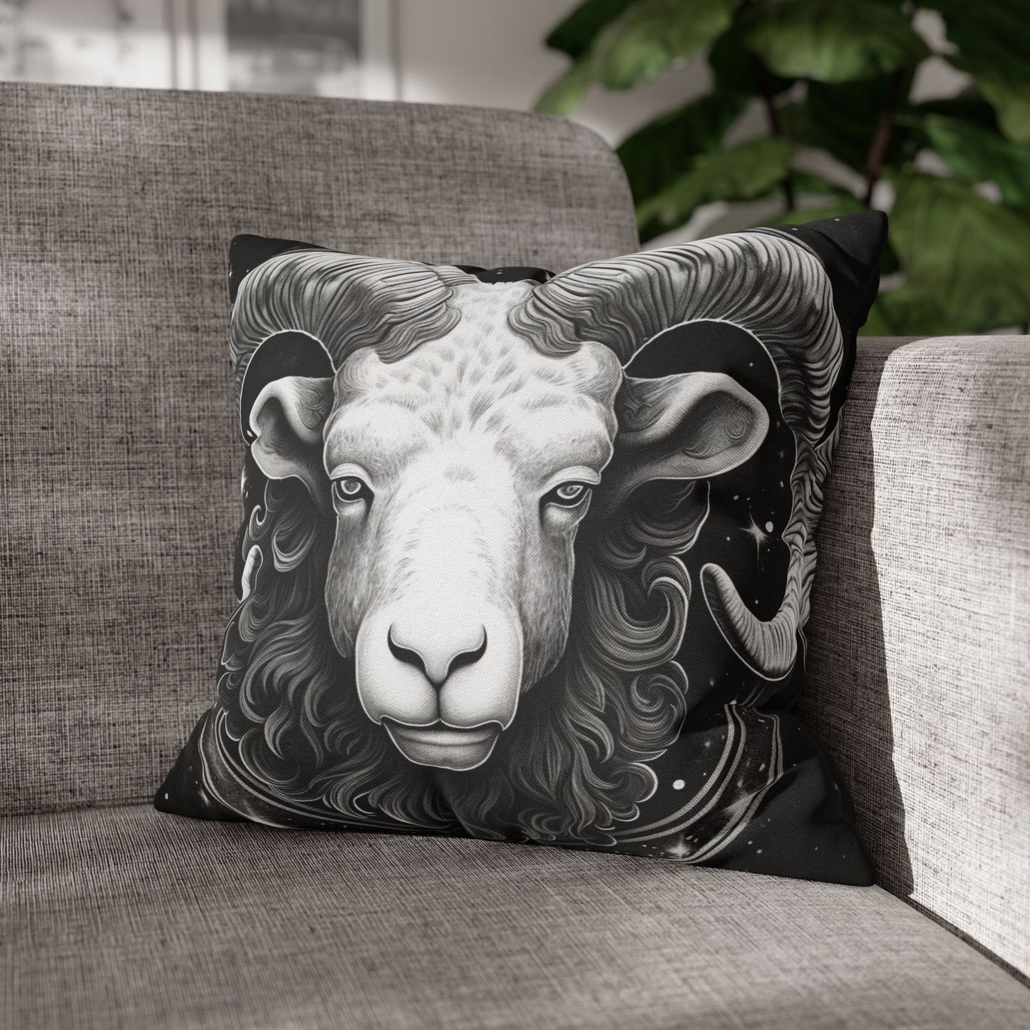 Aries Zodiac Sign Spun Polyester Square Pillow Case, Double Sided Print