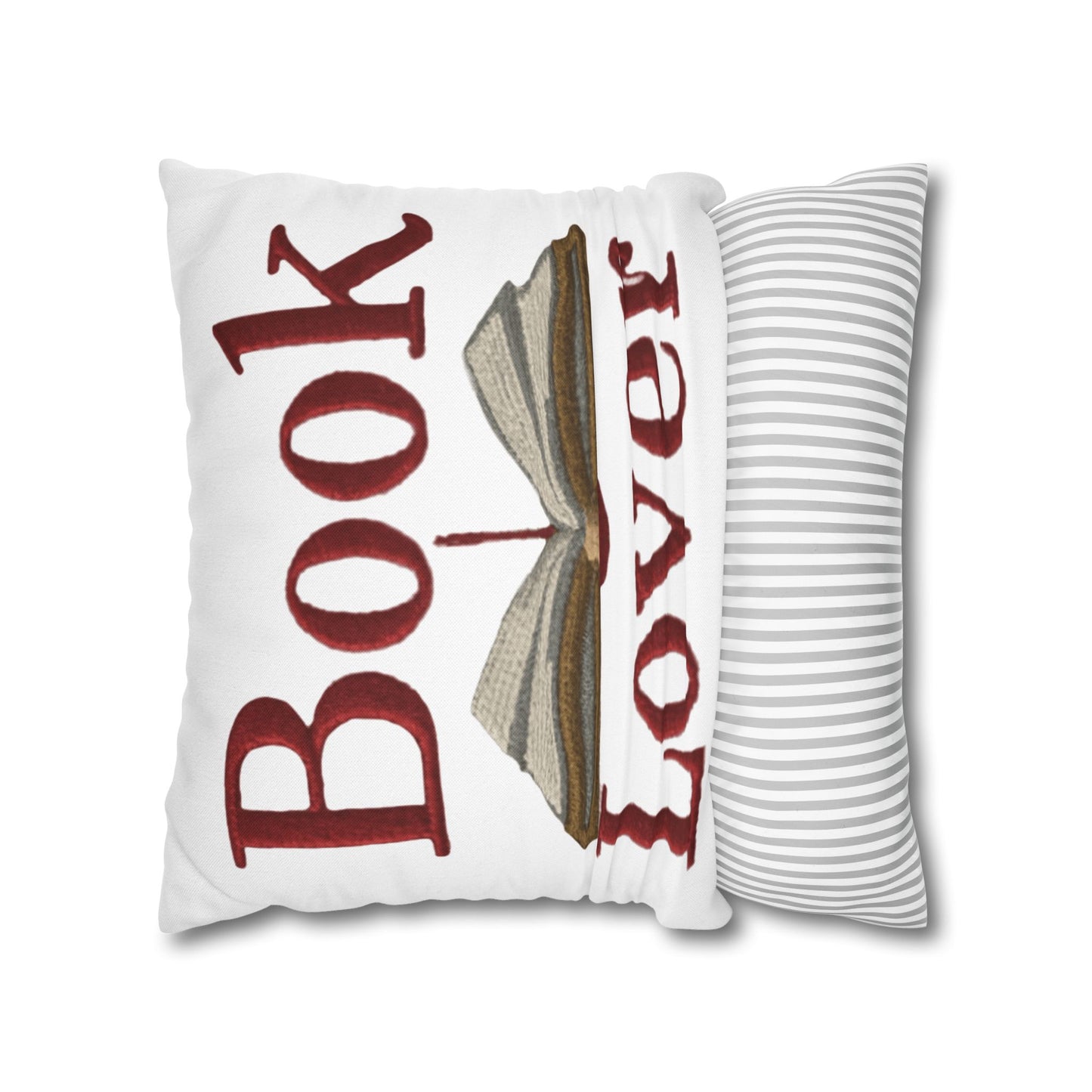 Open Book Embroidery Art: Book Lover Text for Avid Readers - Spun Polyester Square Pillow Case