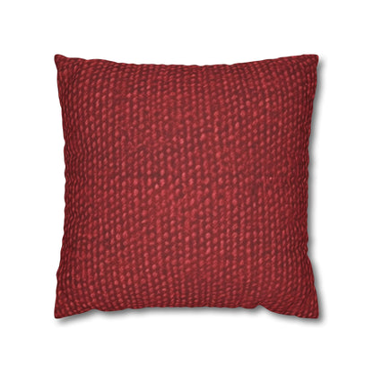 Bold Ruby Red: Denim-Inspired, Passionate Fabric Style - Spun Polyester Square Pillow Case