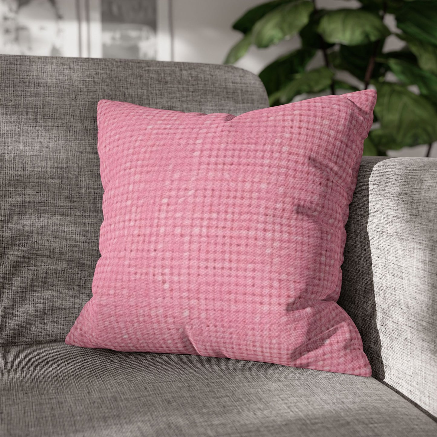 Pastel Rose Pink: Denim-Inspired, Refreshing Fabric Design - Spun Polyester Square Pillow Case