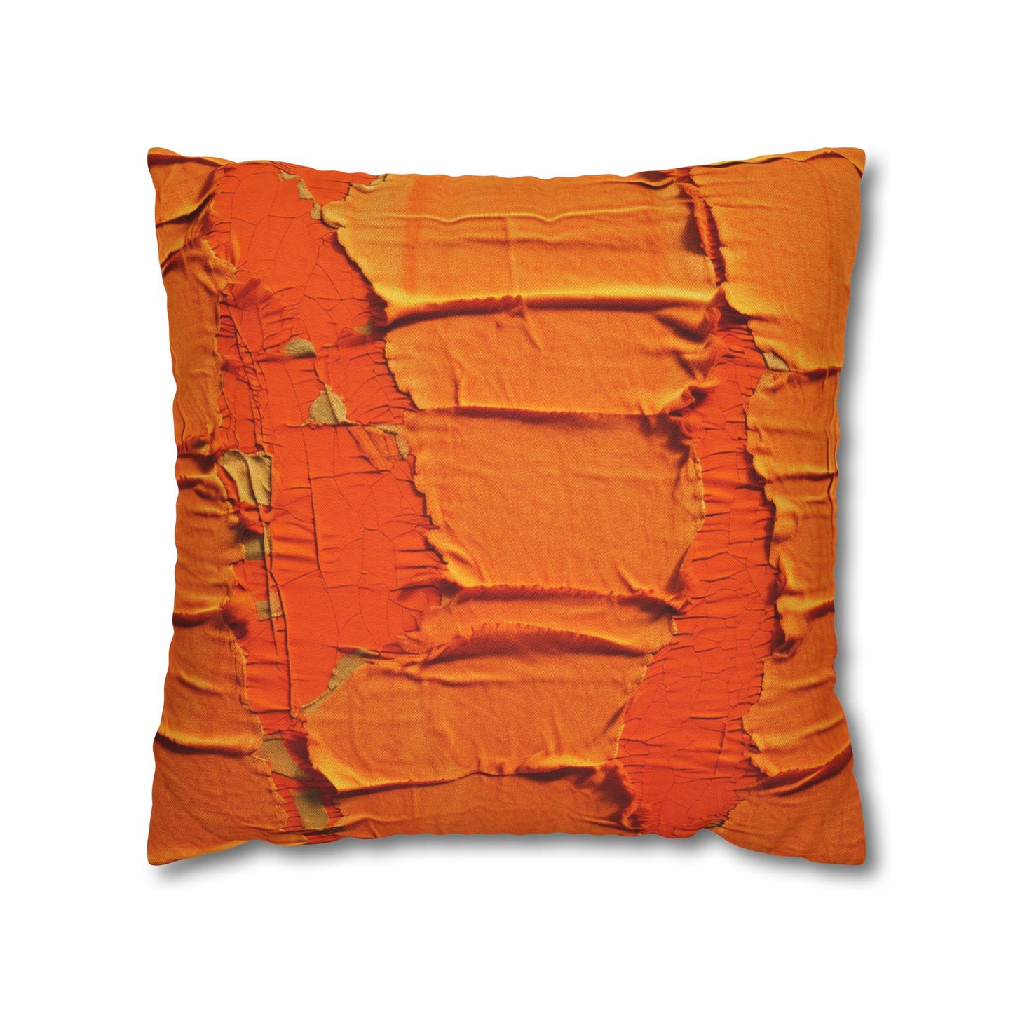 Fiery Citrus Orange: Edgy Distressed, Denim-Inspired Fabric - Spun Polyester Square Pillow Case