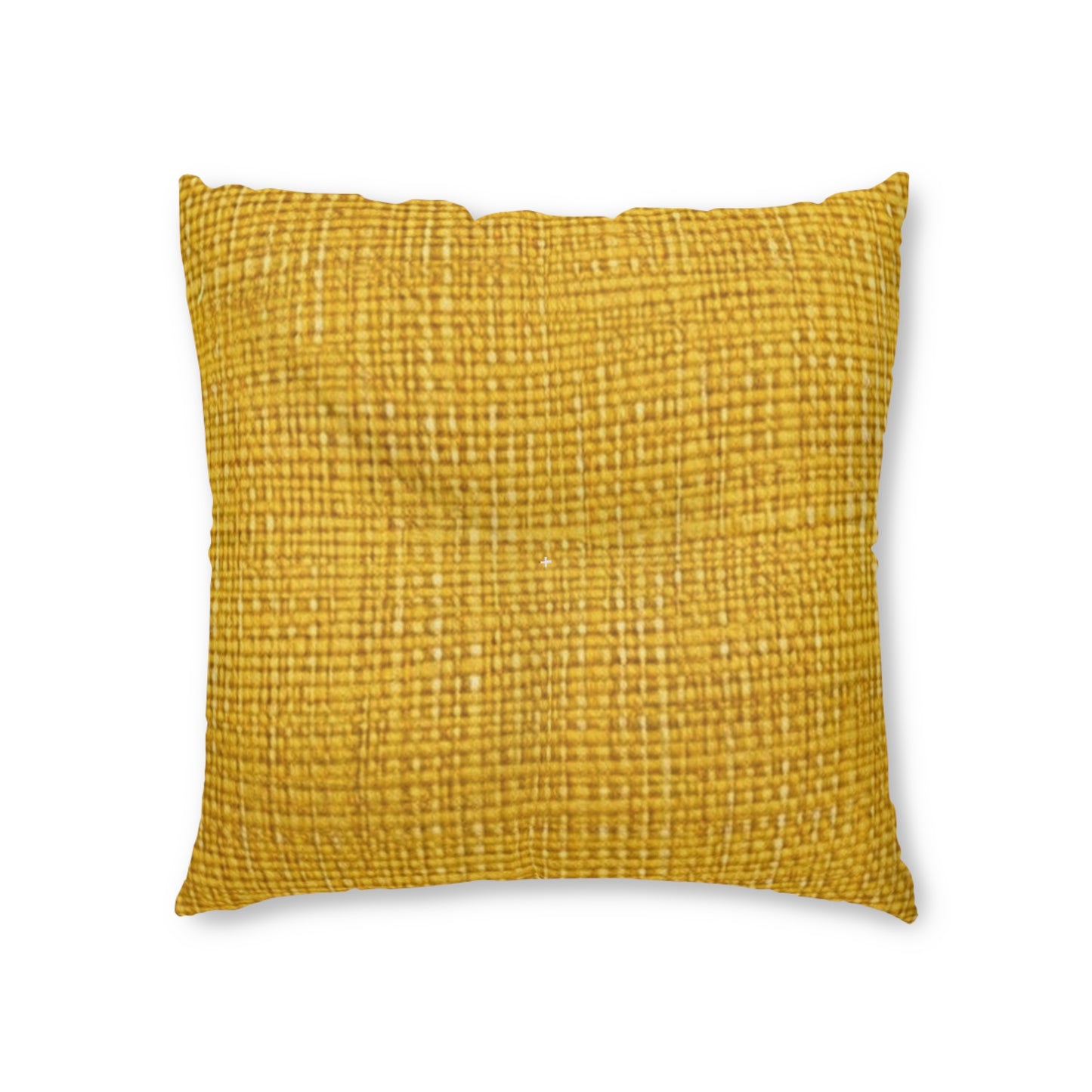 Radiant Sunny Yellow: Denim-Inspired Summer Fabric - Tufted Floor Pillow, Square