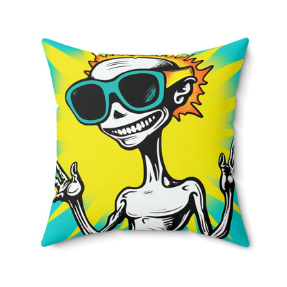 Designer Alien Summer Style Spun Polyester Square Pillow