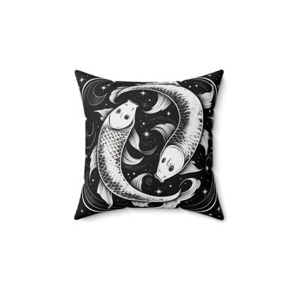 Pisces Zodiac, Fish Symbol Design, Water Element, Spun Polyester Square Pillow