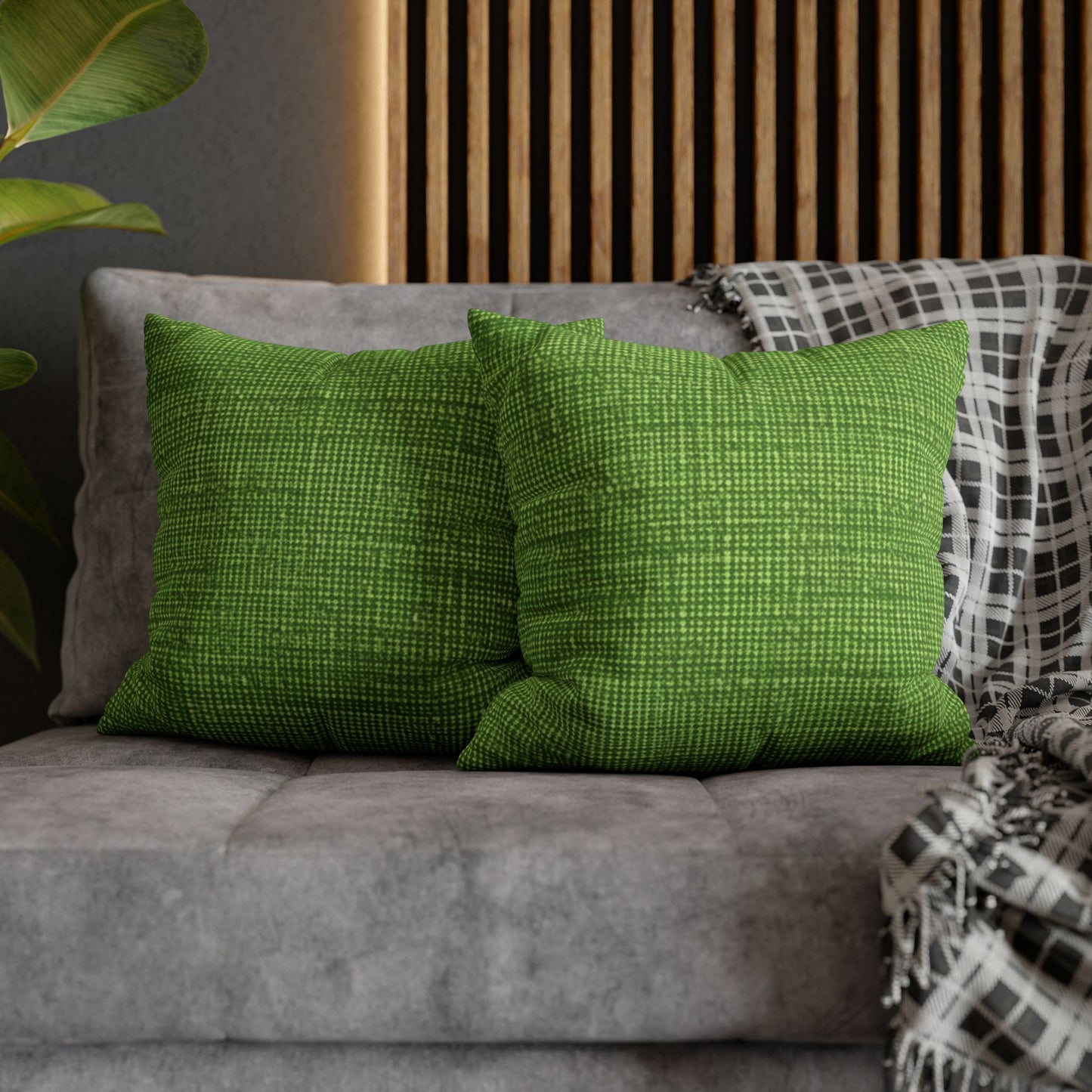 Olive Green Denim-Style: Seamless, Textured Fabric - Spun Polyester Square Pillow Case