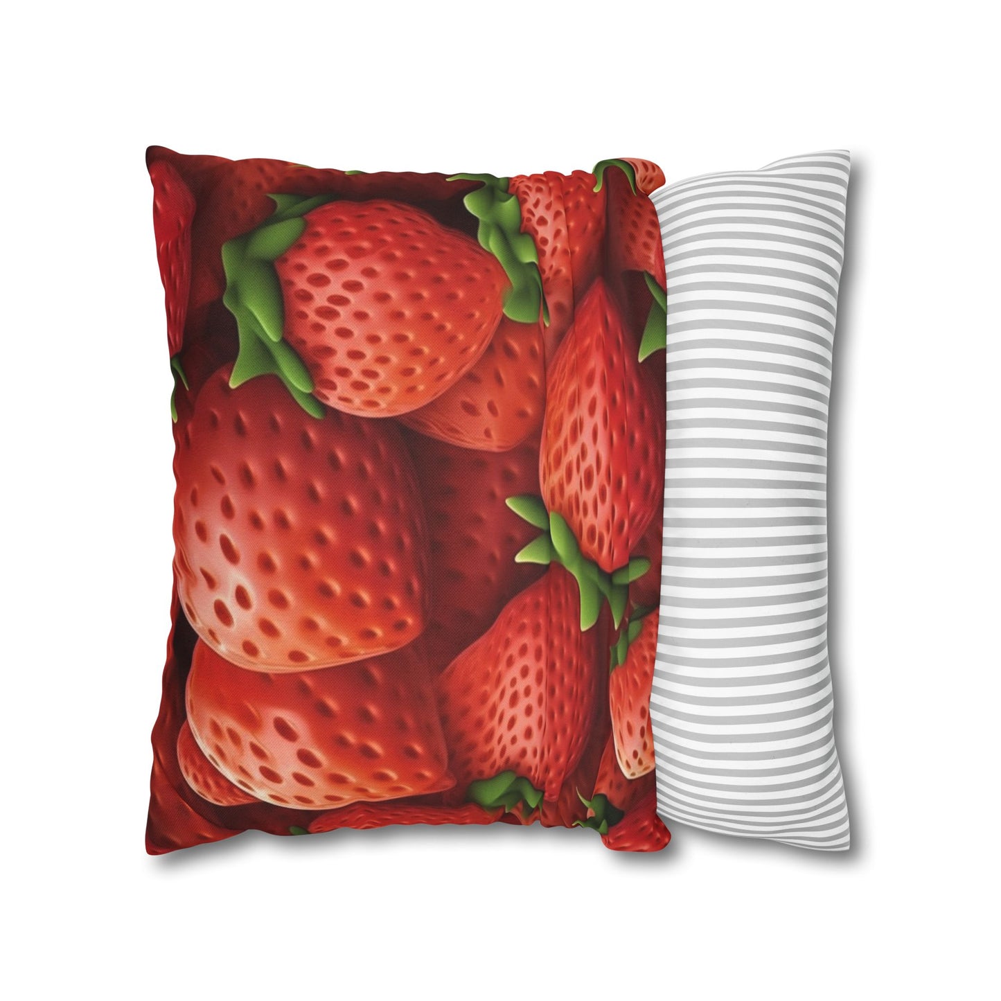 Garden Strawberries- Wild Sweet Gourmet - Farm Growing Ripe Red Fruit -Spun Polyester Square Pillow Case