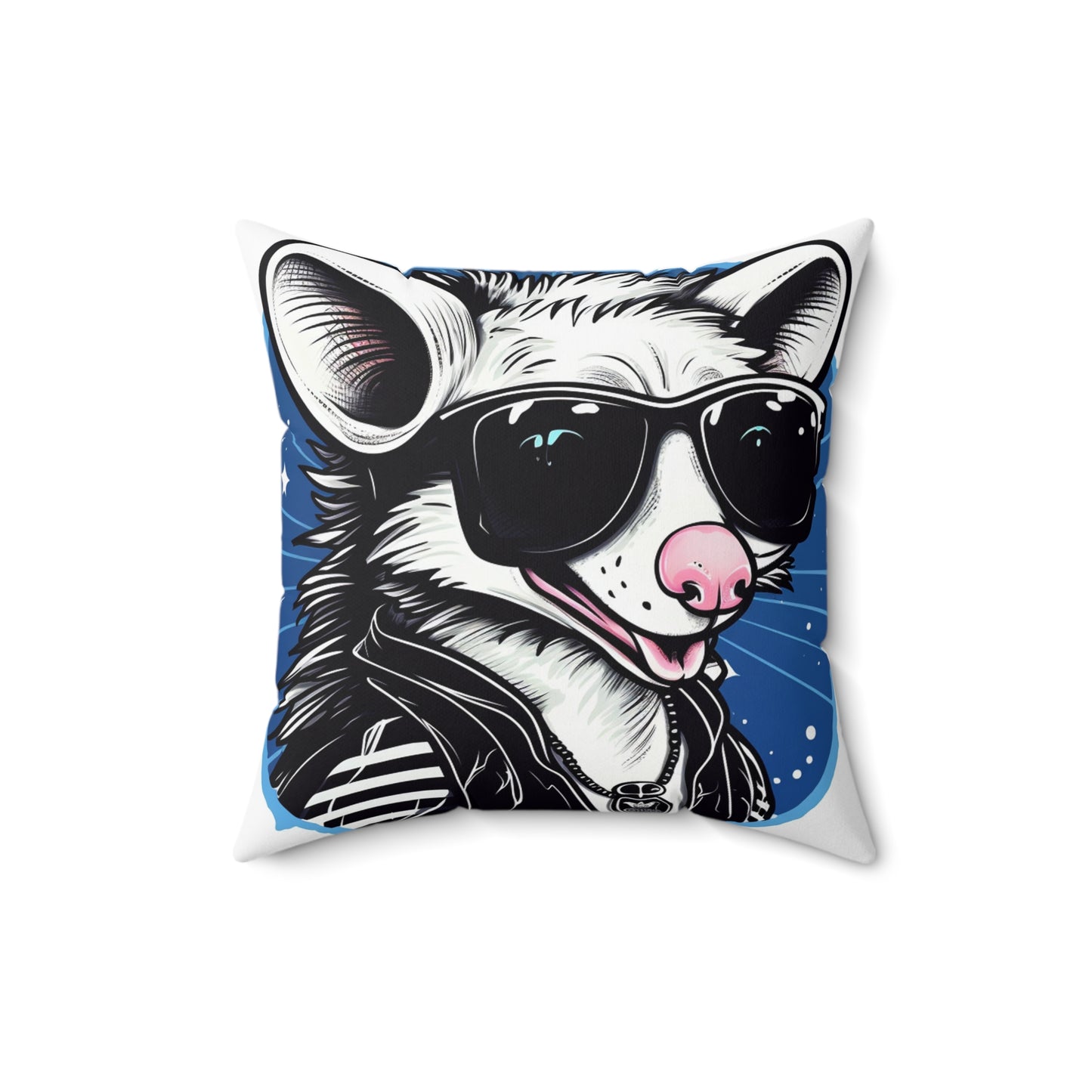 Whimsical Possum Retro Art Spun Polyester Square Pillow