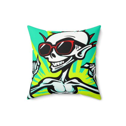 Beach Bum Summer Alien Anime Spun Polyester Square Pillow