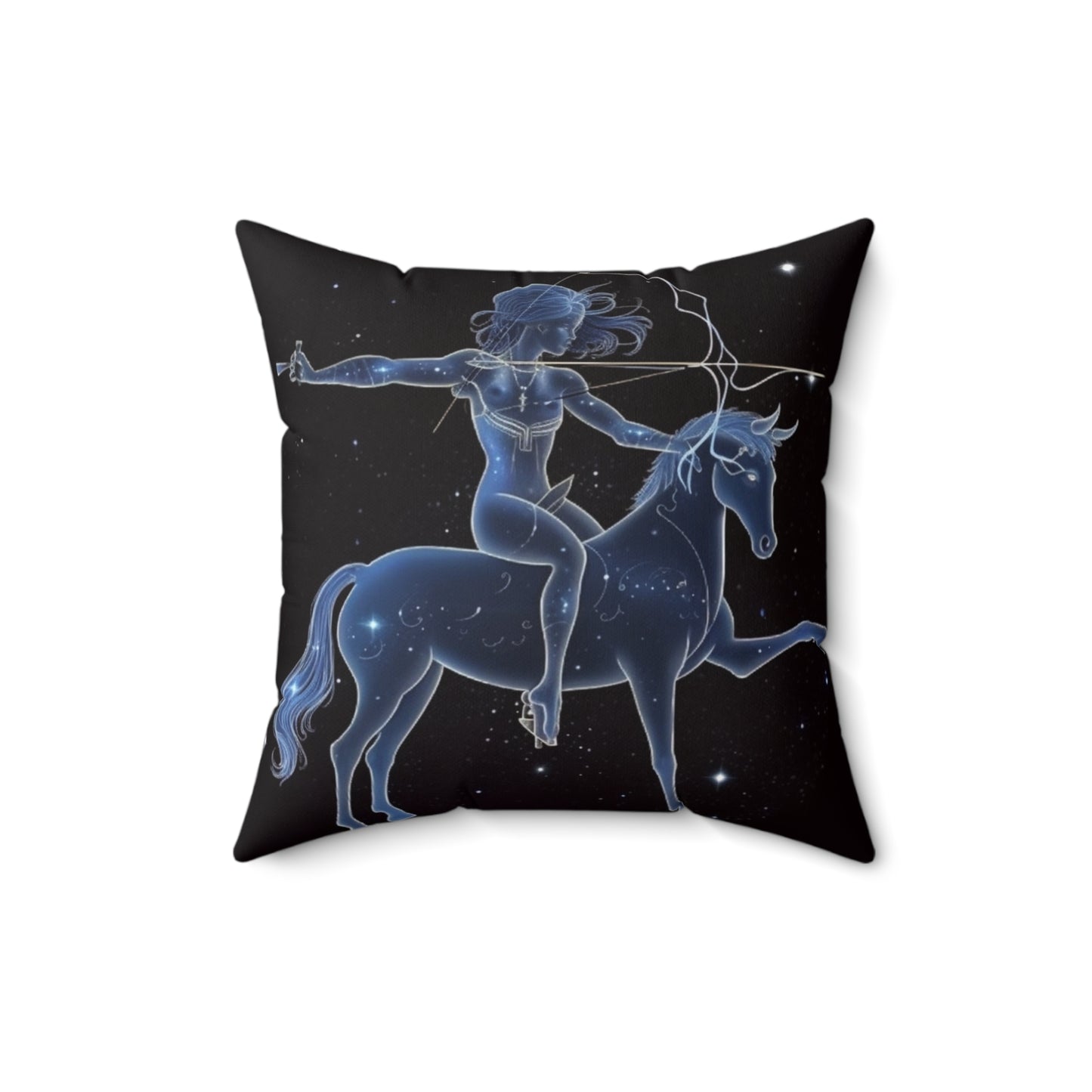 Sagittarius Zodiac in Starlit Universe - Fluorescent Colors - Spun Polyester Square Pillow