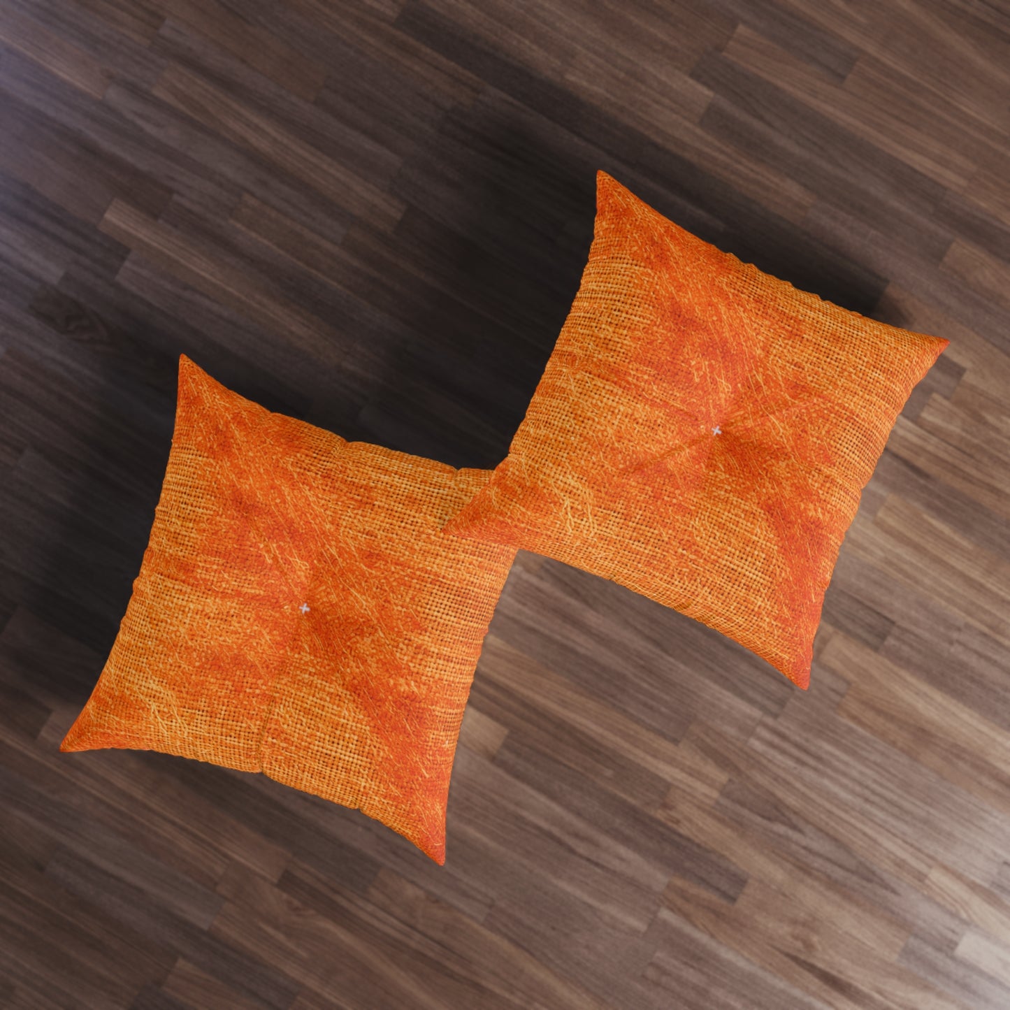 Burnt Orange/Rust: Denim-Inspired Autumn Fall Color Fabric - Tufted Floor Pillow, Square