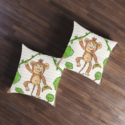 Graphic Monkey - Fun Zoo Clothing for Ape Lovers Tufted Floor Pillow, Square