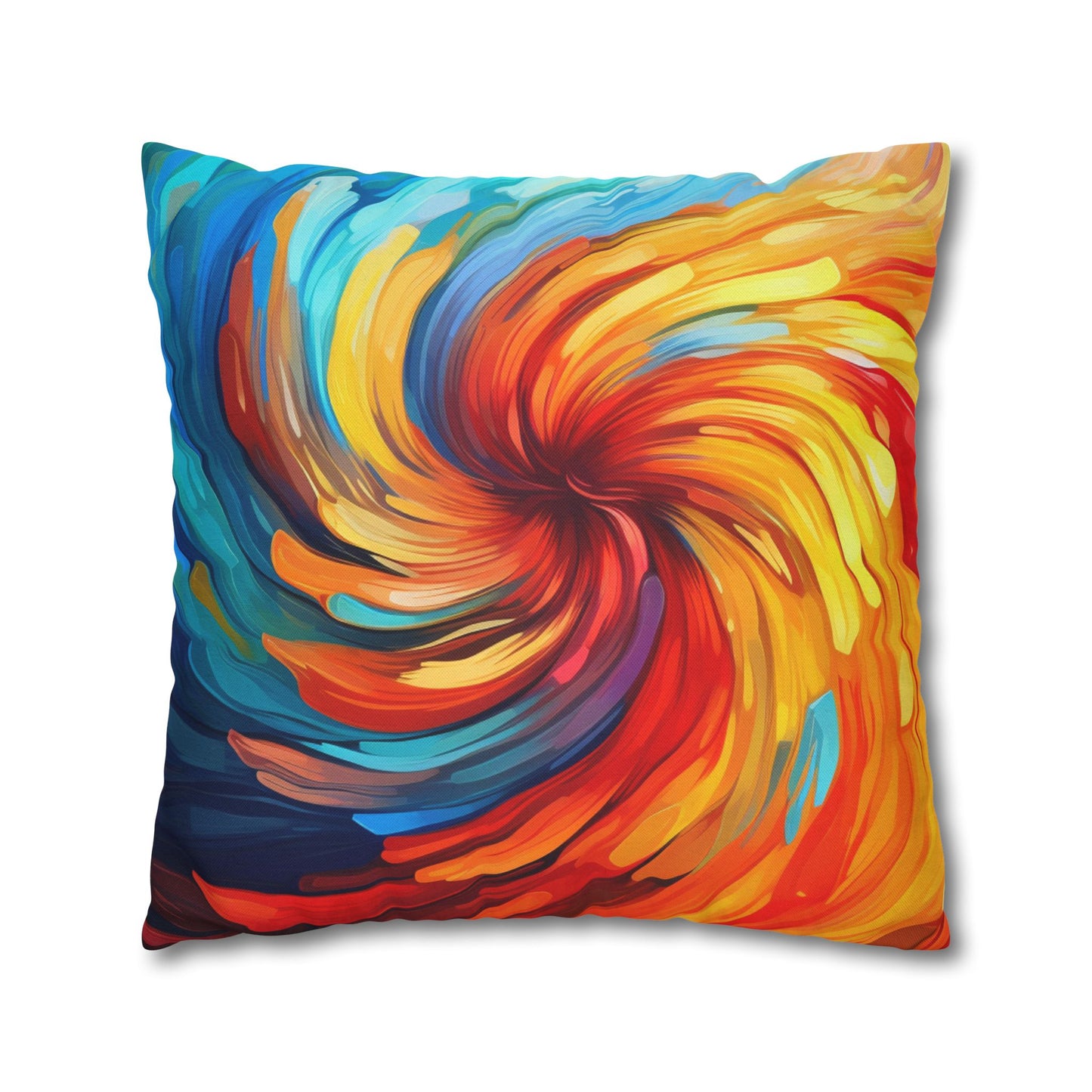 Vibrant Swirling Abstract Art - Unique and Colorful Spun Polyester Square Pillow Case