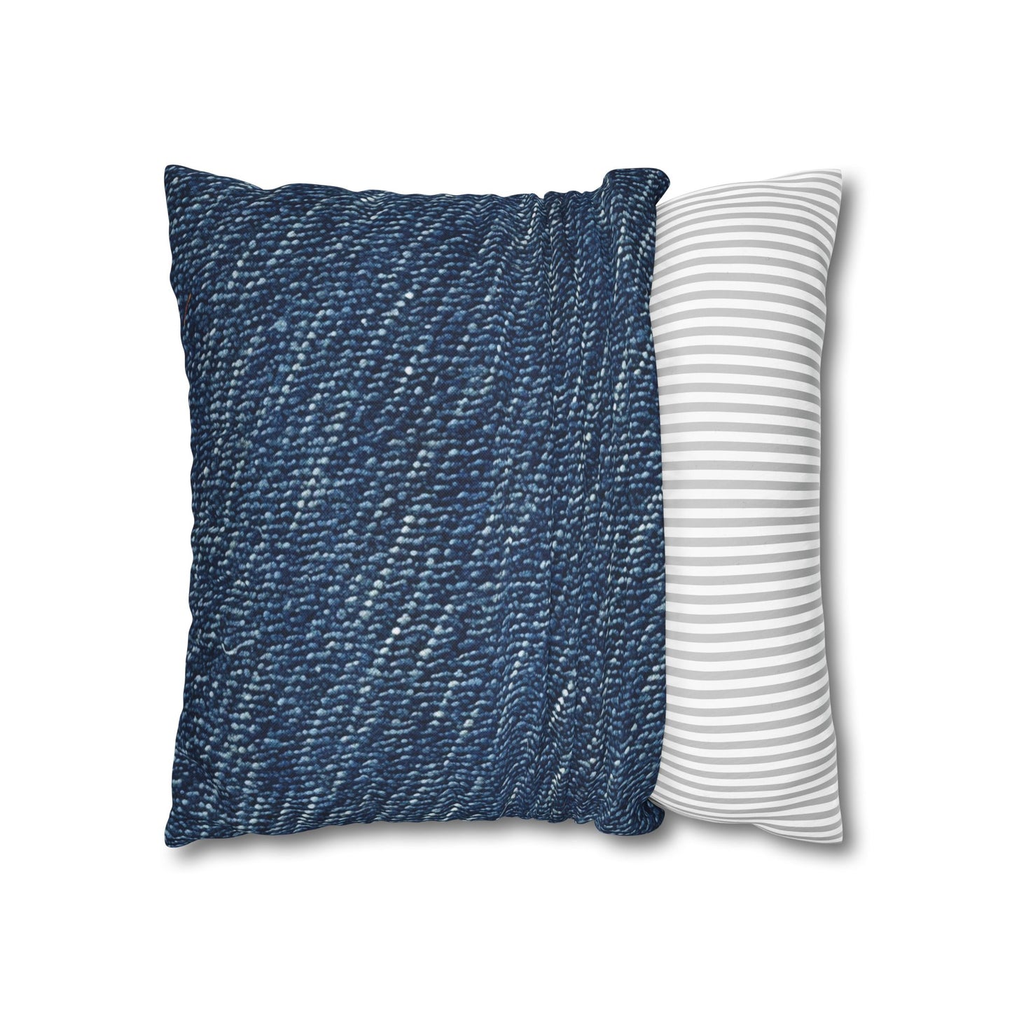 Denim-Inspired Design - Distinct Textured Fabric Pattern - Spun Polyester Square Pillow Case