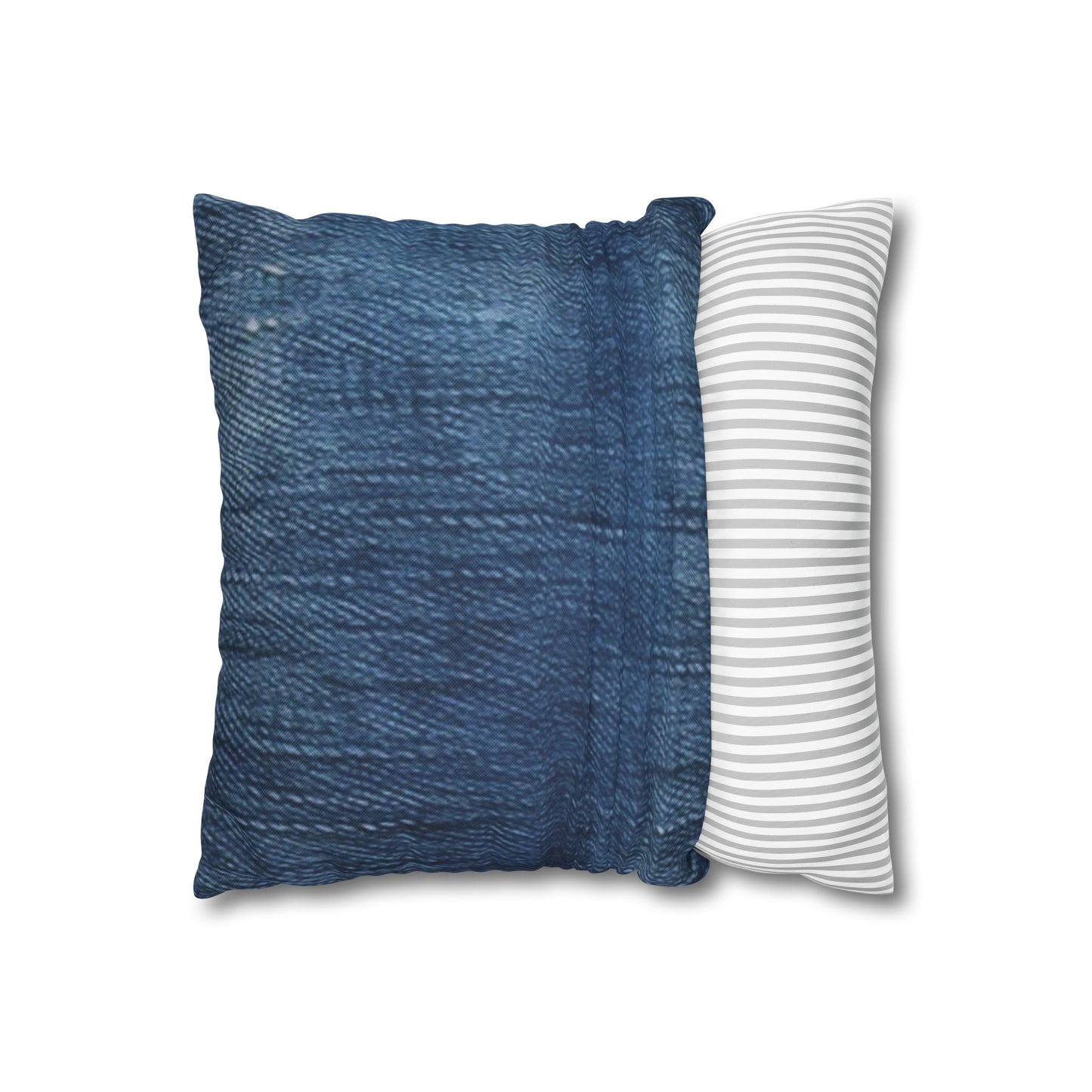 Indigo Splash: Washed Denim Reverie in Deep Blue - Spun Polyester Square Pillow Case