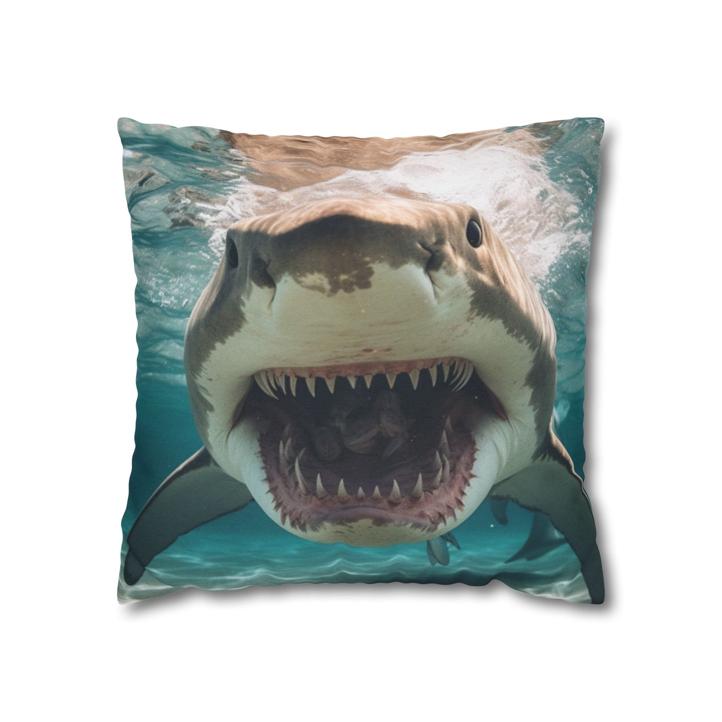 Bull Shark: River Monster Menace - Realistic Dark Water Predator - Spun Polyester Square Pillow Case