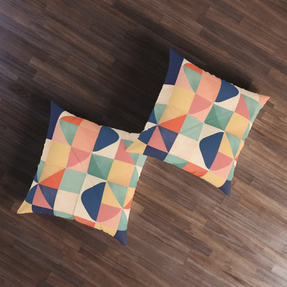 Minimalist Geometric Shapes - Pastel Decor Tufted Floor Pillow, Square