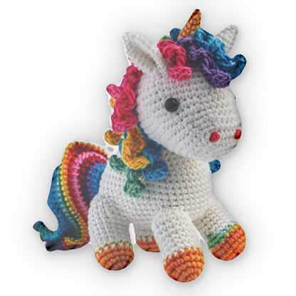 Unicorn Pony Shaped Hooked Pillow, Crochet Plush Gift