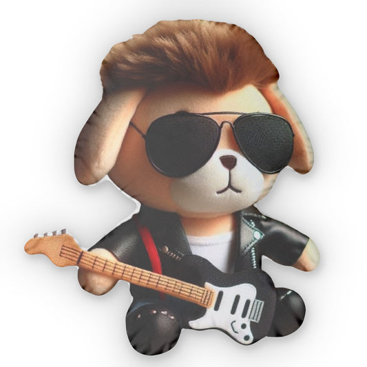 Rock Star Dog, Music Gift, Plush Shaped Pillow