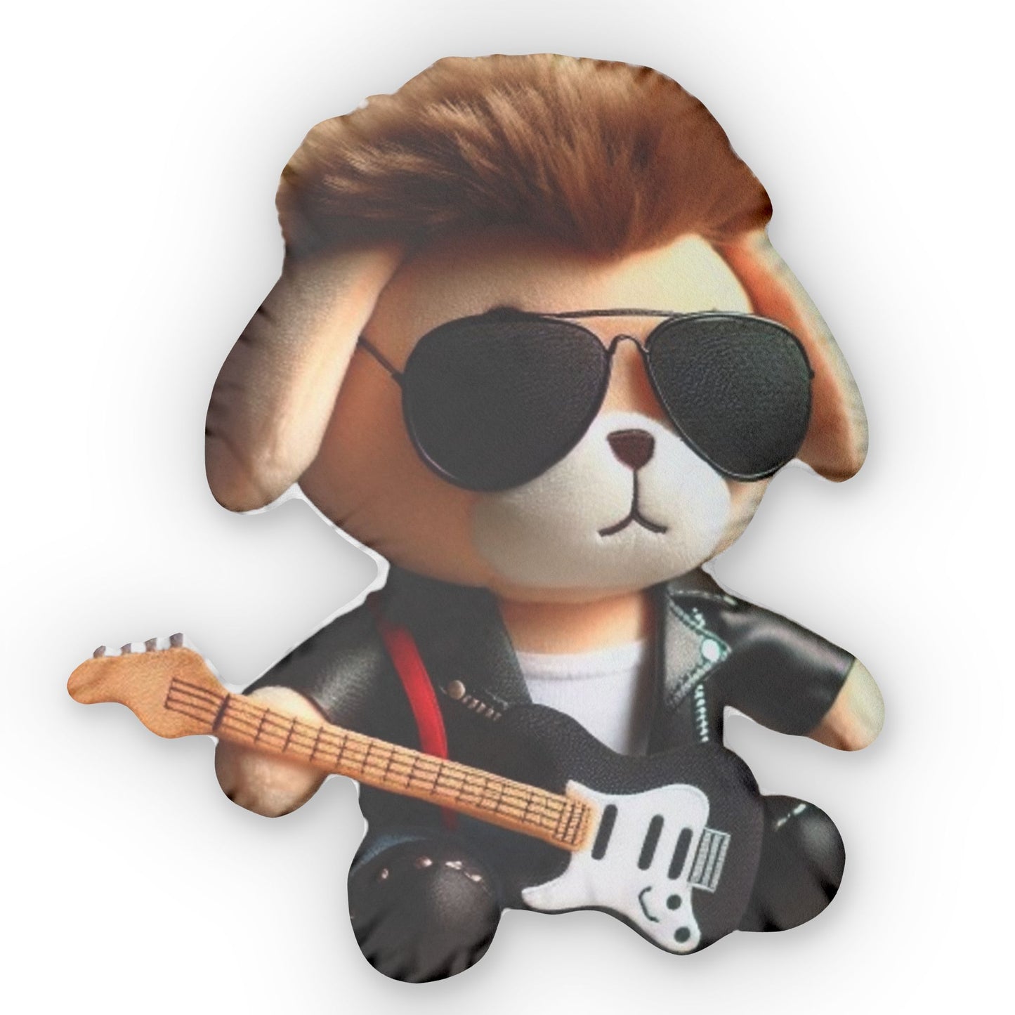 Rock Star Dog, Music Gift, Plush Shaped Pillow