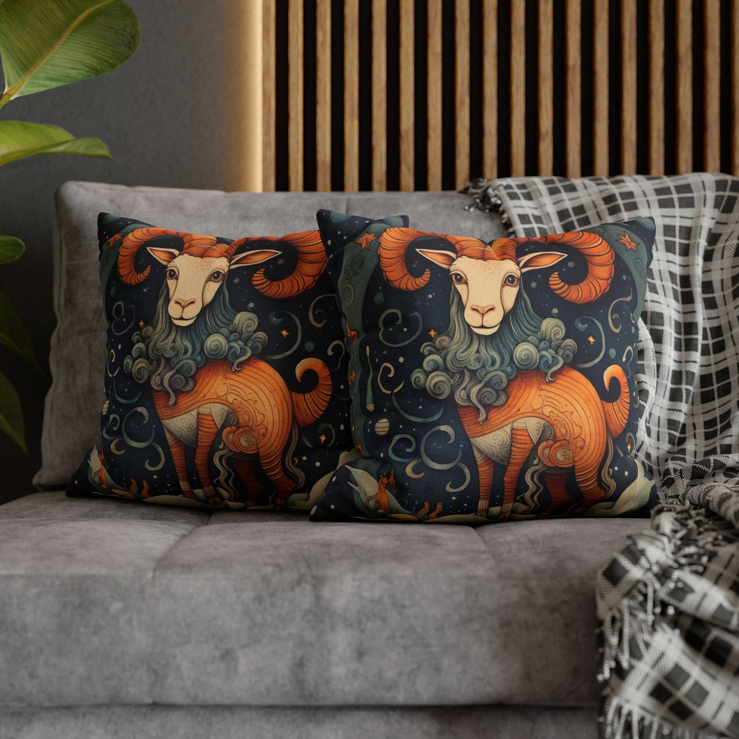 Capricorn Zodiac Children's Book Style Humorous Design - Spun Polyester Square Pillow Case