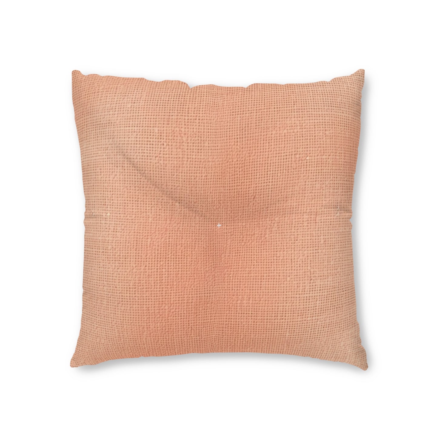 Soft Pink-Orange Peach: Denim-Inspired, Lush Fabric - Tufted Floor Pillow, Square