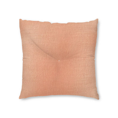 Soft Pink-Orange Peach: Denim-Inspired, Lush Fabric - Tufted Floor Pillow, Square