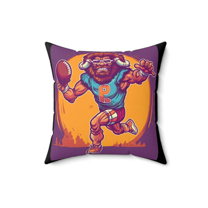 American Football Baffalo Bison Game Sport Graphic Spun Polyester Square Pillow