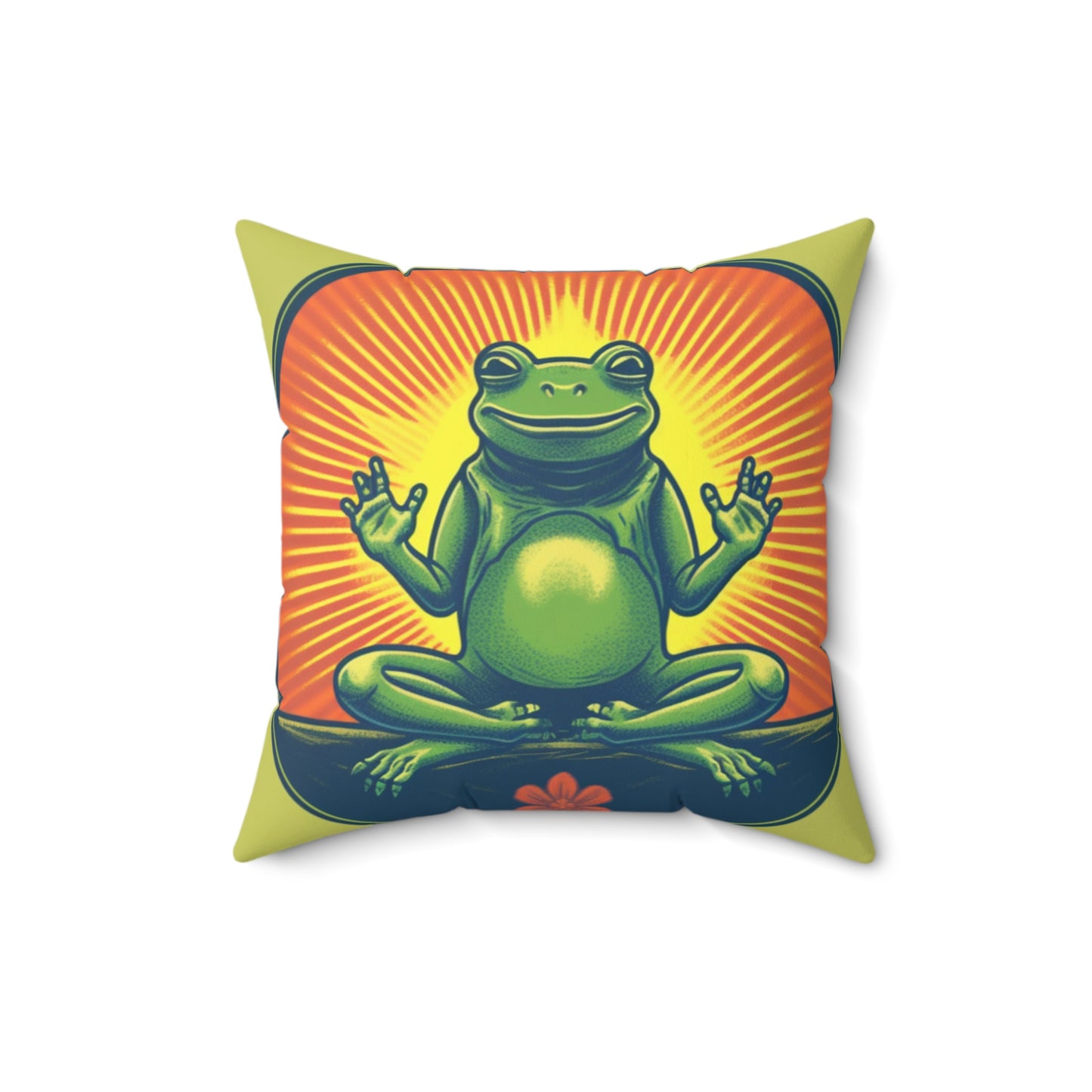 Yoga Frog Namaste Amphibian Relax Graphic Spun Polyester Square Pillow