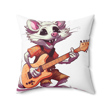 Opossum Musical Guitarist Graphic Spun Polyester Square Pillow