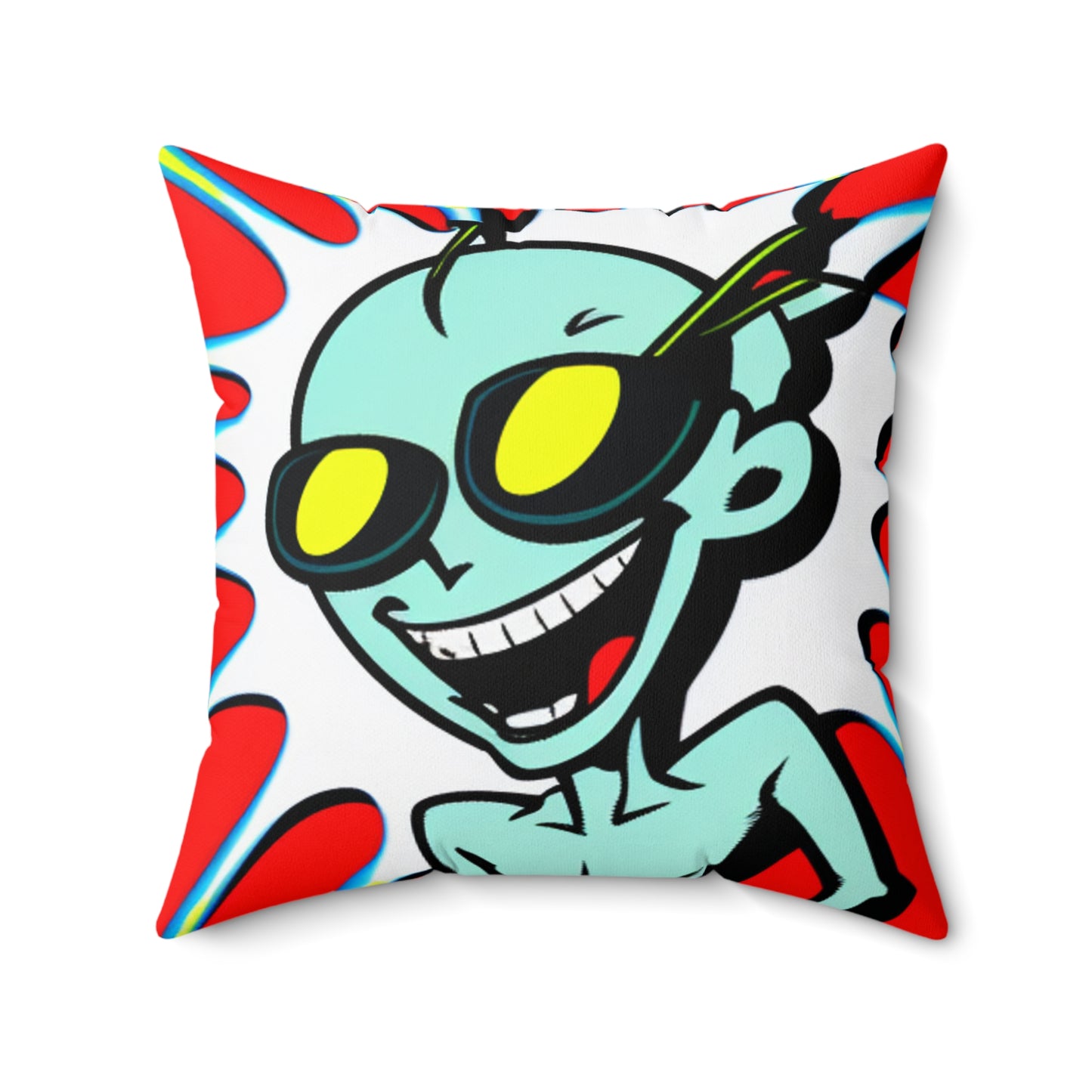 Alien Cartoon Happy Style Pop Culture Spun Polyester Square Pillow