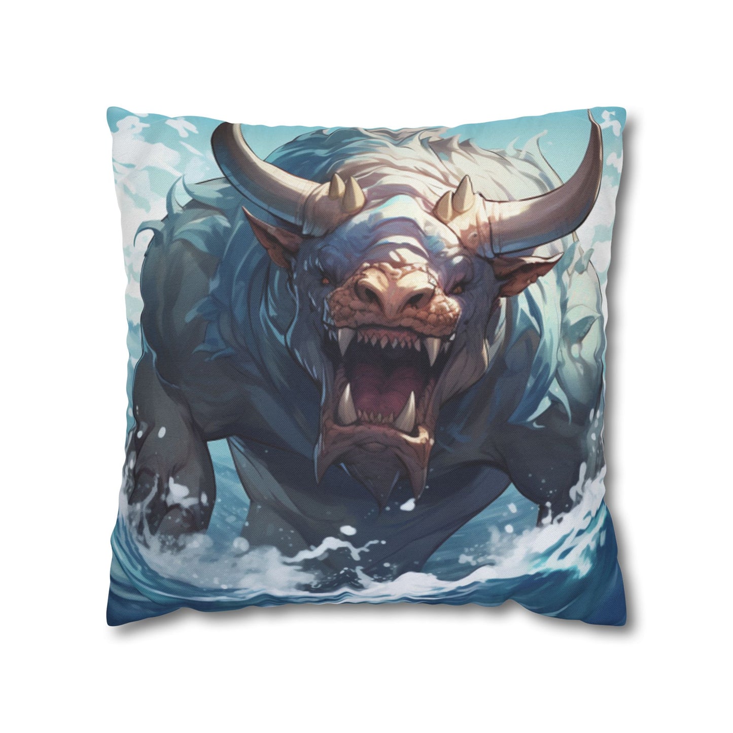 Bull Shark Fusion: Water Fantasy - Hybrid Ocean Marine Animal - Spun Polyester Square Pillow Case