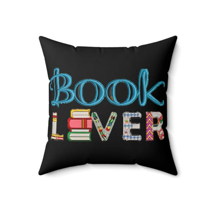 Bookworm Book Lover - Artistic Embroidery Style for Literature Fans - Spun Polyester Square Pillow