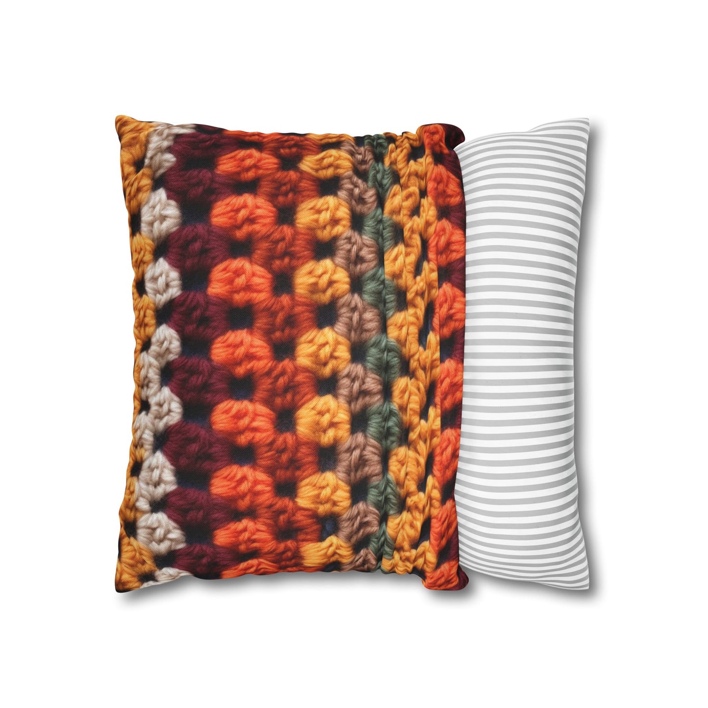 Crochet Thanksgiving Fall: Classic Fashion Colors for Seasonal Look - Spun Polyester Square Pillow Case