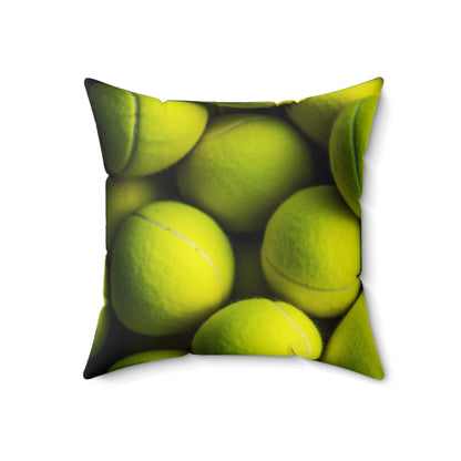 Tennis Ball Sport: Athlete Court Action, Rally & Serve - Spun Polyester Square Pillow