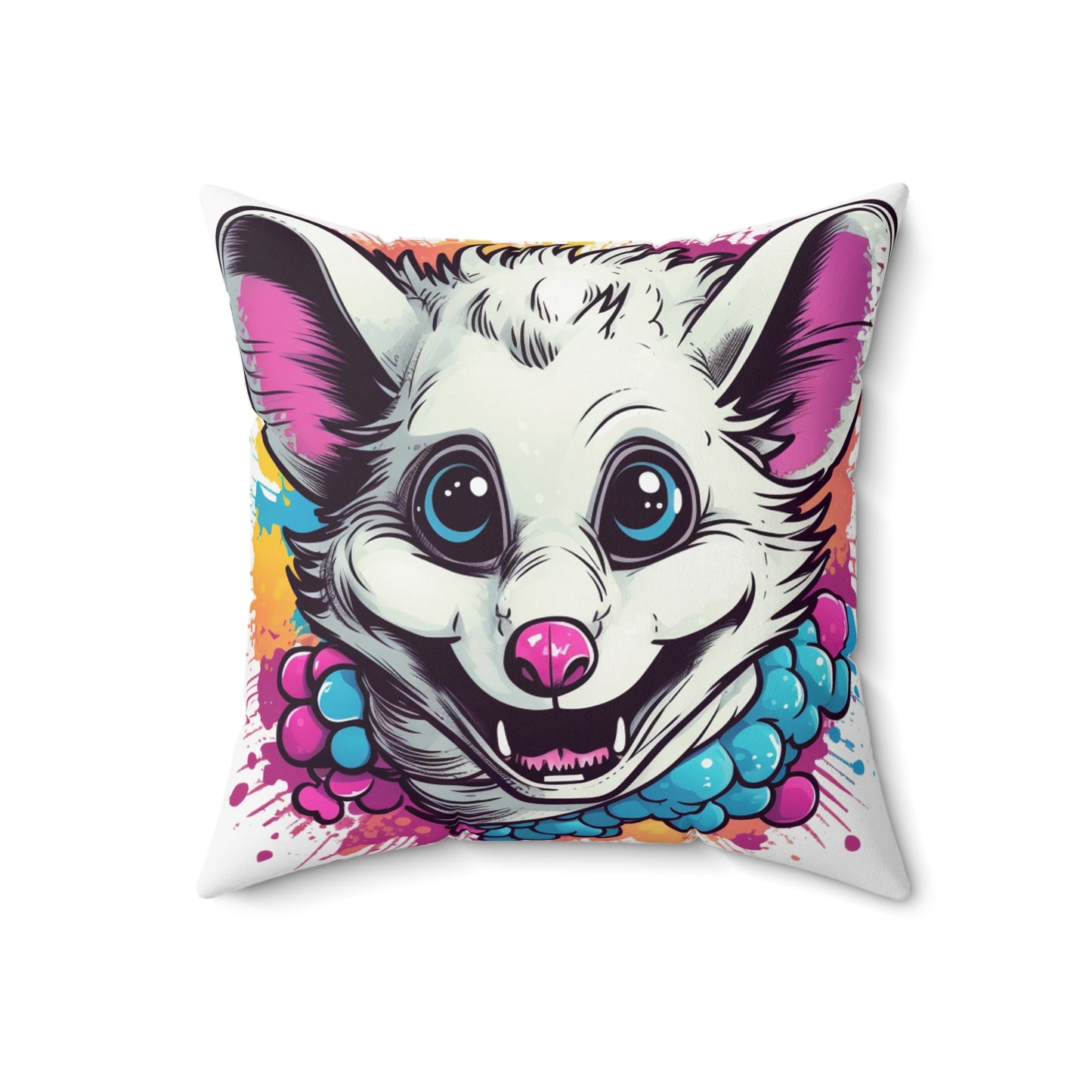 Opossum Animal Creature Anime Character Animation Spun Polyester Square Pillow