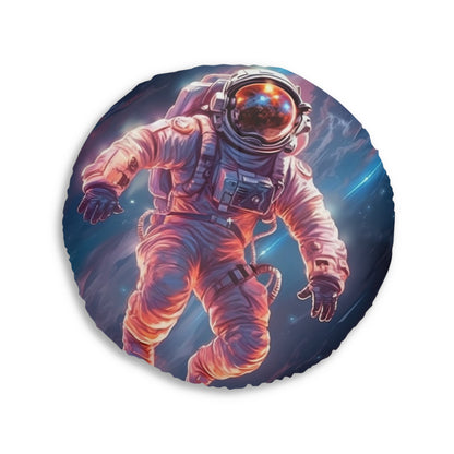 Astronaut Outer Space - Galaxy Starfield Art - Tufted Floor Pillow, Round