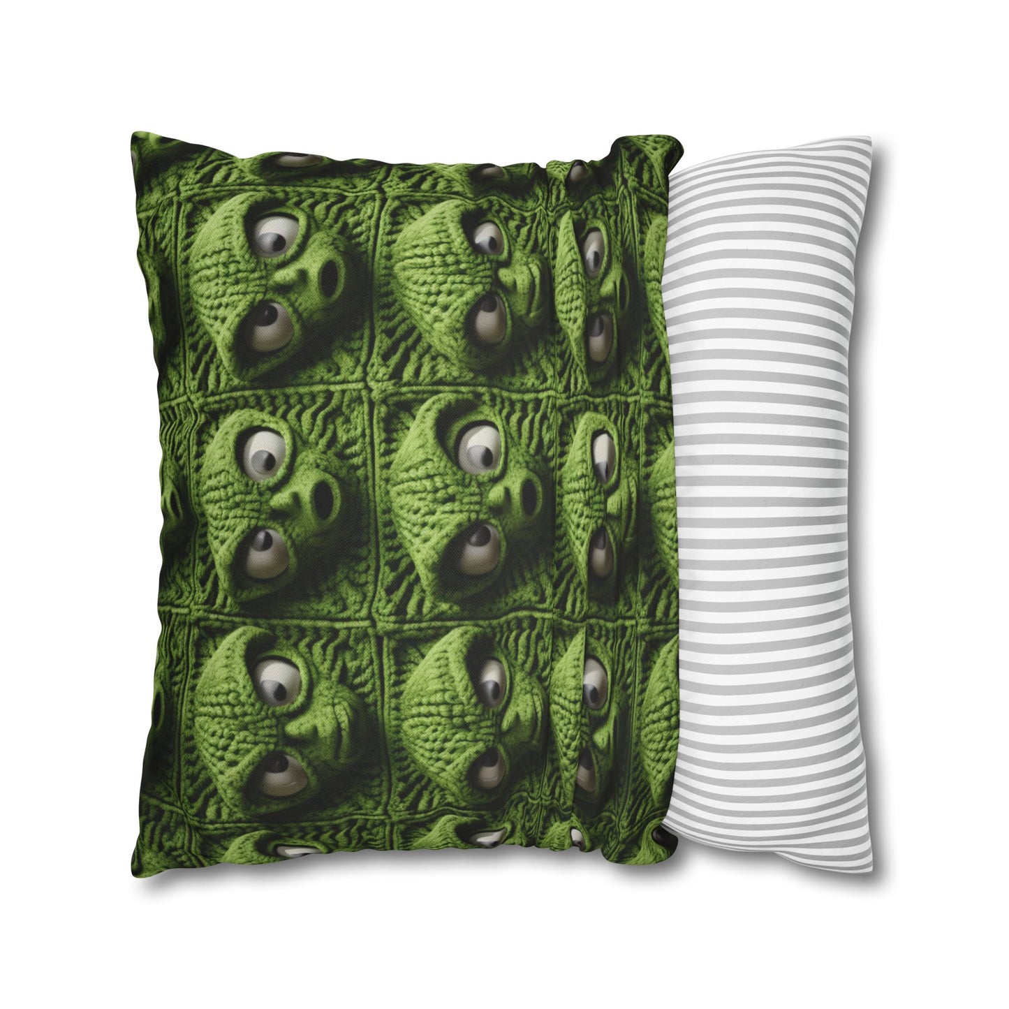 Alien Granny Square Crochet - Galacitc Space Sci fi Fantasy Theme - Spun Polyester Square Pillow Case