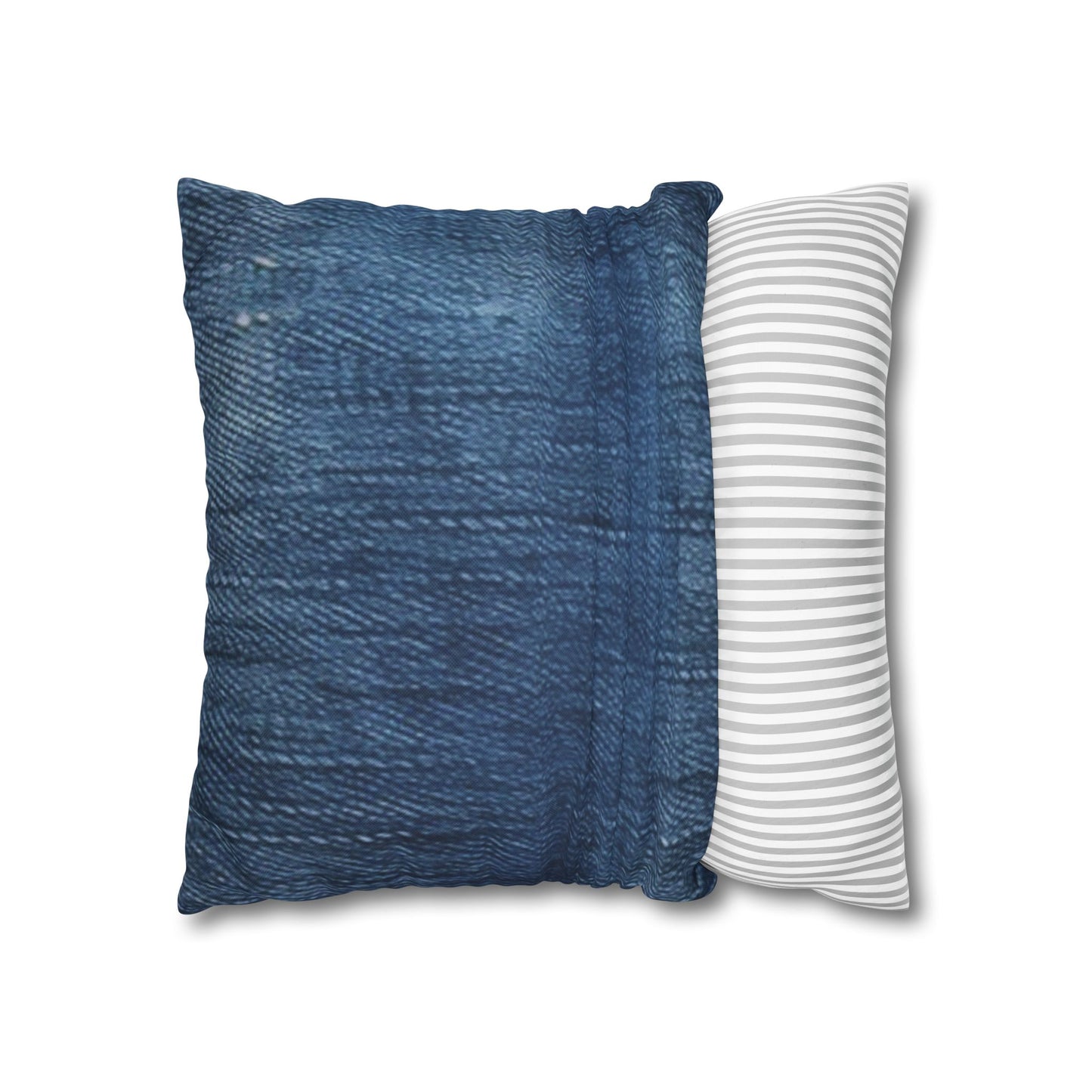 Indigo Splash: Washed Denim Reverie in Deep Blue - Spun Polyester Square Pillow Case